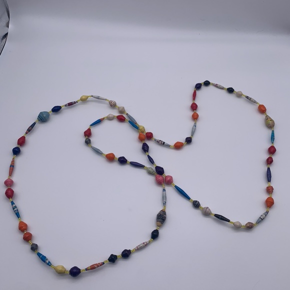 Multicoloured Paper Beaded Necklace - Picture 1 of 3